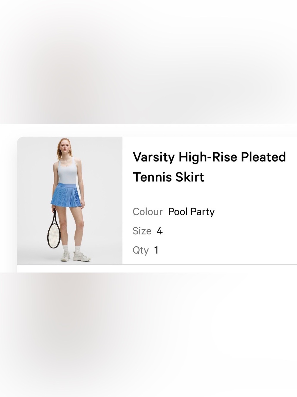LLL Varsity High-Rise Pleated Tennis Skirt – Pool Party, Size 4 - Picture 3 of 3